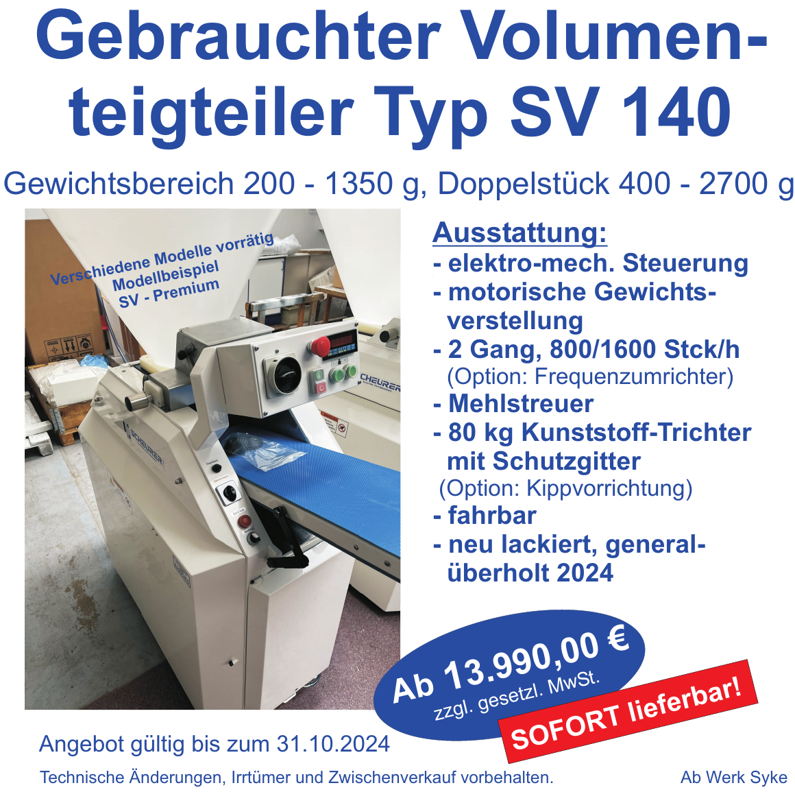 Volumenteigteiler SV 140