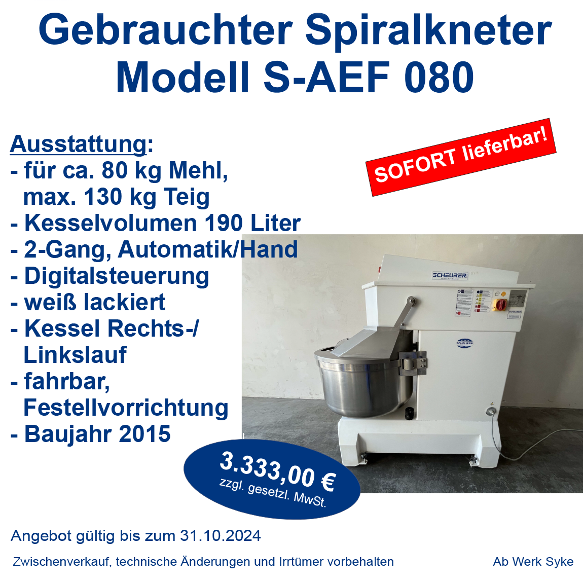 Spiralkneter Typ S-AEF 080